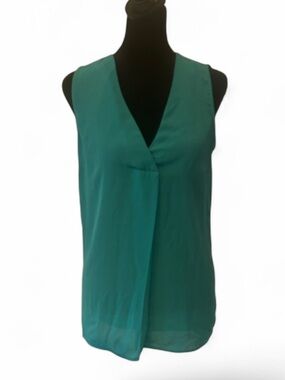 DR2 Teal Sleeveless V-Neck Women’s Blouse, Size S